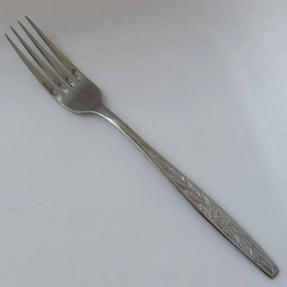 9pc Granada Rose and Leaves Flatware Set Stainless Textured Handle Japan Rare